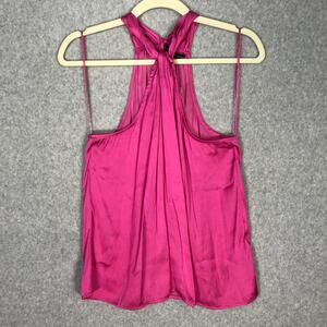 Sincerely Jules Top Women Medium Pink Satin Halter Blouse Tank Dressy Corp Party